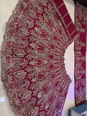 Designer Wedding Wear Deep Red Embroidered Lehenga Choli