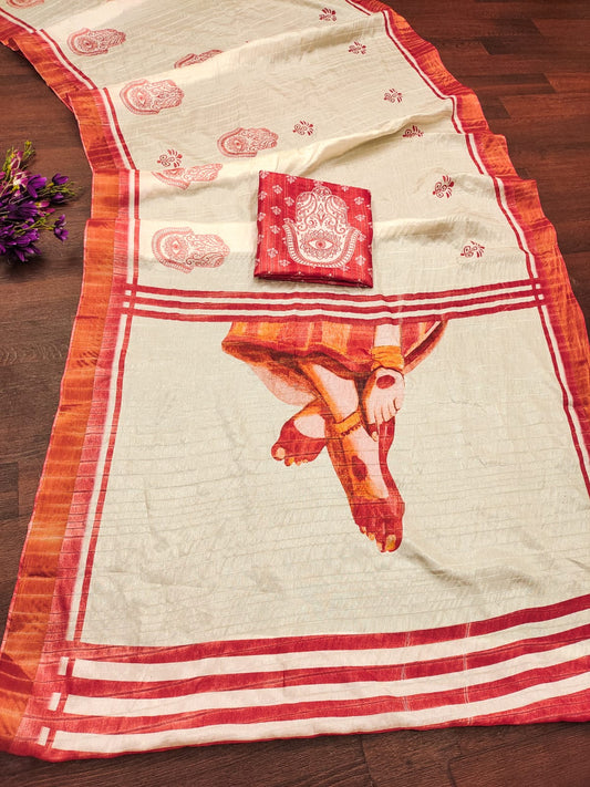 Durga Ashtami Special Beautiful Durga Maa Printed Saree