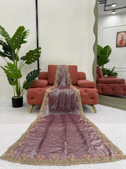 Stunning Fendy Silk Intricate Thread Embroidery Work Saree