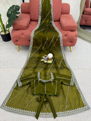 Party-wear Jimmy Choo Thread & Sequence With Embroidery Work Saree