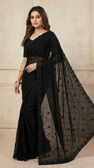 Beautiful Pure Georgette Beats Work Saree