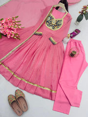 Party-wear Crunchy Silk Embroidery Thread & Sequence Work Gown