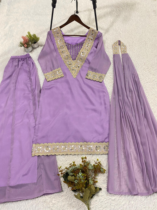 Wedding Special Georgette Sequence Embroidery Work Four Piece Set