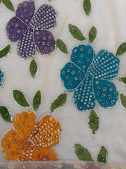 Beautiful Tibby Organza Silk Brush Print With Intricate Sequence Work Dress