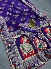 Beautiful Pure Dola Silk With Zari Weaving Saree