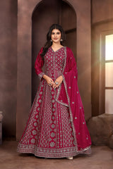 Beautiful Party-wear Designer Chinon Silk Gown