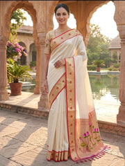 Beautiful Soft Zari Kanchivaram Tissue Paithani Silk Saree