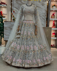 Designer Soft Butterfly Net Real Mirror Sequins Work Lehenga Choli