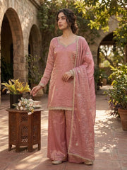 Party-wear Fendy Silk Embroidery Sequence & Real Mirror Work Sharara