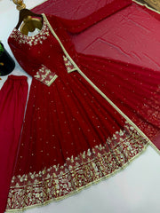Party-wear Georgette Embroidery Work Gown