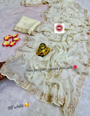 Beautiful Star Georgette Silk With Pitta Jaal With Sequence Work Saree