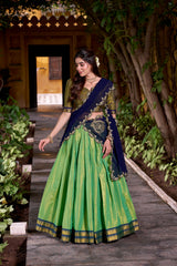 South Indian Special Kanchipuram Silk Zari Weaving Work Half Saree