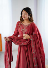Festival Special Roman Shimmer Chanderi Silk Anarkali Gown