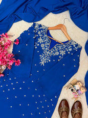 Party-wear French Crape Beads & Sequence Embroidery Work Salwar Suit