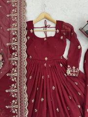 Party-wear Crunchy Silk Designer Embroidery With Sequin & Thread Detailing Gown