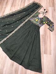 Beautiful Vichitra Silk Multi Thread & Zari Embroidery Work Gown