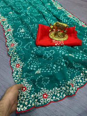 Beautiful Georgette Luxury Bandhani Printed Saree