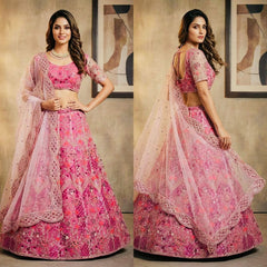 Beautiful Party-wear Butterfly Net Coding Embroidery Sequins Work Lehenga Choli