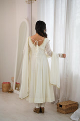 Festive Special mal Chanderi Silk Handwork & Mirror Lace Gown