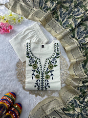 Designer Khadi Cotton Embroidery Work Salwar Suit