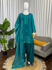 Designer Chanderi Thread Sequence Work Suit