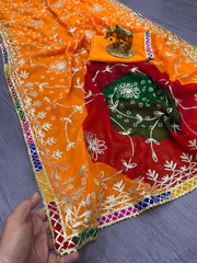 Beautiful Pure Georgette with Jaipur Bandhani Printed Saree