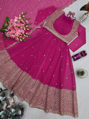 Designer Party Were Georgette Printed Work Gown
