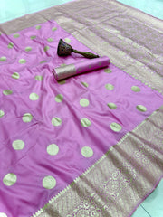 Beautiful Banarasi Gold Zari Design & Weaving Pallu Border Saree