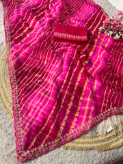 Beautiful Chiffon Multicolored Lehriya Designer Saree