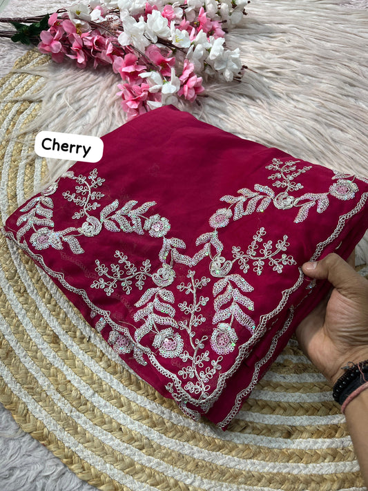 Beautiful Rangoli Silk C-Pallu Coding Sequence Work Saree