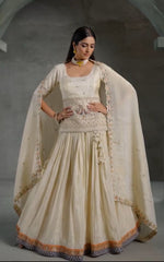 Beautiful Festival Chinon Silk Embroidery Thread & Sequence Work Lehenga With Top