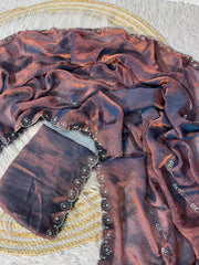 Trending Fendy Soft Two-Tone Zarkhan Work Panel In Whole Saree