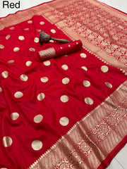 Beautiful Banarasi Gold Zari Design & Weaving Pallu Border Saree