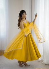 Beautiful Roman Silk Chanderi Ready To Wear Anarkali