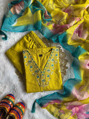 Beautiful Rayon Slub Beautiful Embroidery With Cotton Thread Work Dress