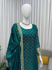 Elegant Ethnic Fendy Silk Thread & Sequence Work Suit