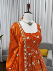 Perfect Festive Celebrations Fendy Silk Thread With Sequence Work Gown