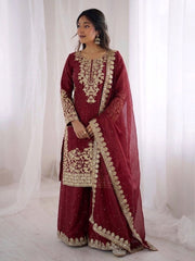 Festive Special Jimmy Silk Embroidery Coding Sequence Work Designer Suit
