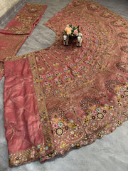 Wedding Wear Gold Crush Embroidery Sequence Work Lehenga Choli