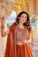 Trending Rangoli Silk Embroidery Moti Beads Sequence Work Lehenga With Stitched Blouse