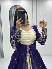 Festive Special Indo Western Simar Cosmoss Lehenga Choli With Shrug