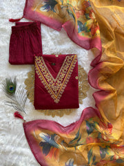 Beautiful Roman Silk Embroidery With Sequence Work Dress