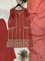 Wedding Special Crunchy Sequence Embroidery Work Suit