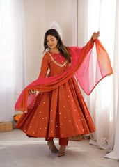 Beautiful Elegant Embroidered Sequence With Real Mirror Designer Gown