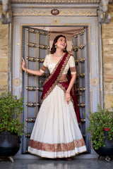 Beautiful Tradition & Timeless Vichitra Silk Zari Weaving Work Half Saree