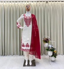 Designer Party-wear Roman Silk Embroidery Work Suit
