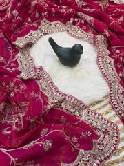 Attractive Pure Space Silk Embroidery Work Saree