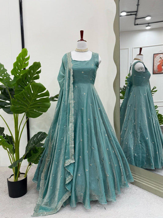 Eid special Fendy Silk Thread With Sequence Work Gown