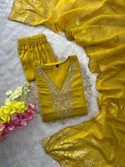 Beautiful Roman Silk Embroidery With Sequence Work Dress