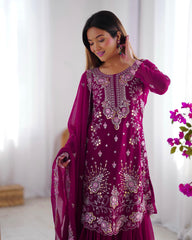 Beautiful Festival Special Georgette Thread With Sequence Work Sharara